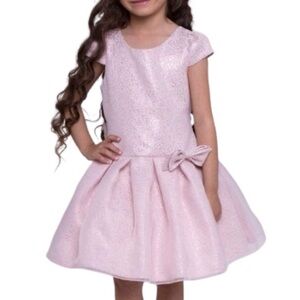 Petite Adele Pink Sharon Pleated Cap Sleeve Flower Girl Bridesmaid Dress 11/12